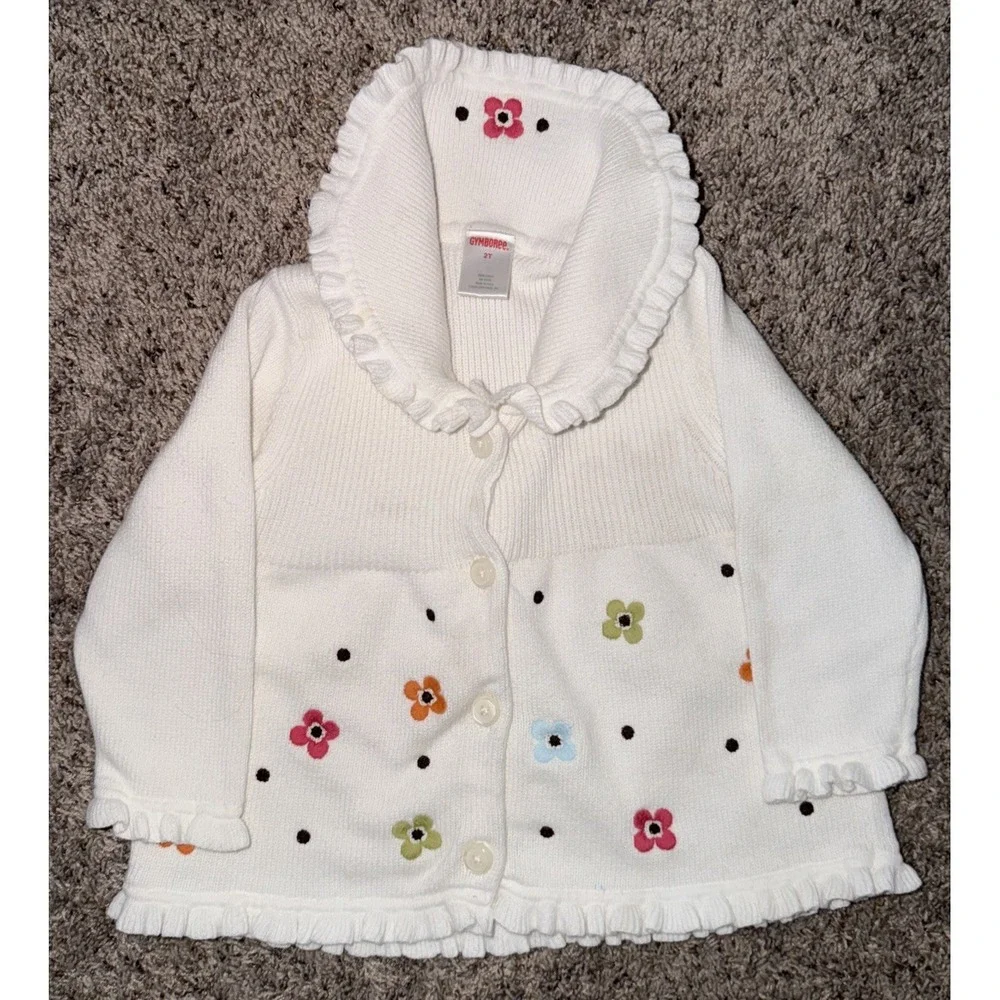 Gymboree Fall For Autumn‎ Embroidered Flower Sweater White Girls 2T